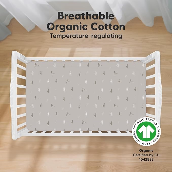 KeaBabies 2-Pack Organic Crib Sheets for Boys, Girls - 52x28 Fitted Crib Mattress Sheet Neutral, Breathable Jersey Cotton Cover for Baby Bed, Toddler Mattress, Soft & Cute Prints (Savannah)-BubblyBeeBaby