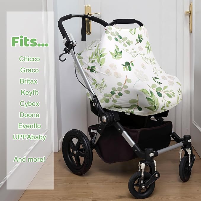 Nursing Cover Breastfeeding Scarf, Car Seat Covers for Babies Infant Carseat Canopy, Stretchy Soft Breathable Multi-Use Cover Ups for Stroller High Chair Shopping Cart, Baby Essentials for Summer-BubblyBeeBaby