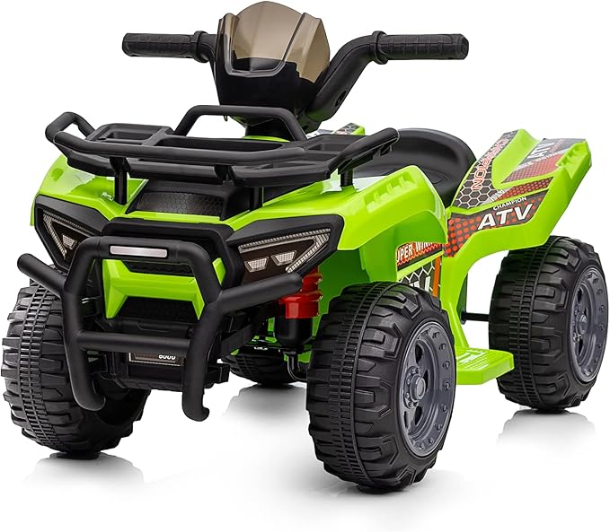 Kids ATV 4 Wheeler, 6V Ride-On Toy for Toddlers Boys & Girls with Music, Forward & Reverse - Green-BubblyBeeBaby