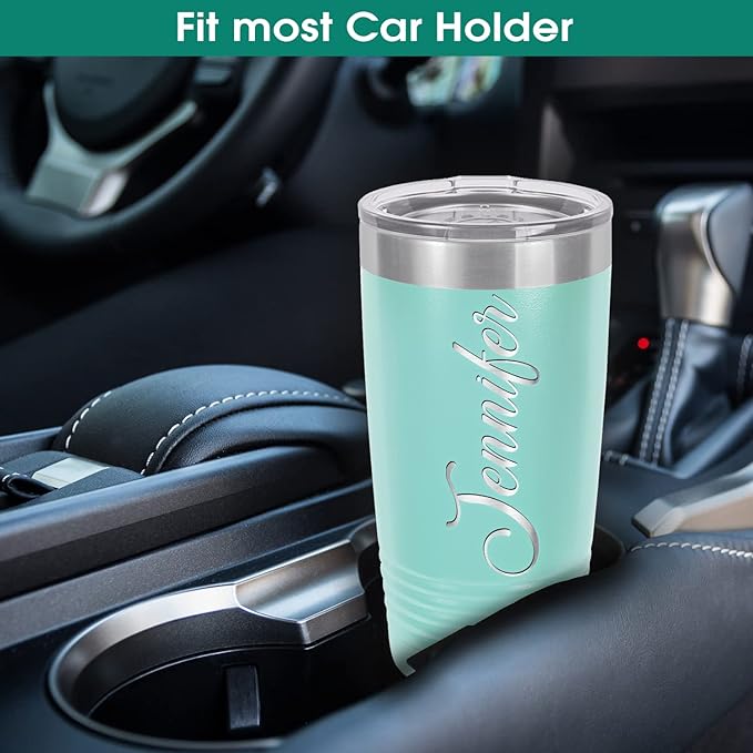 iProductsUS Personalized Tumbler for Women, 20oz Custom Insulated Stainless Steel Cup Engraved Your Name and Designs, Travel Coffee Mug with Lid, Gifts for Mom, Keep Drinks Cold and Hot (Teal)-BubblyBeeBaby