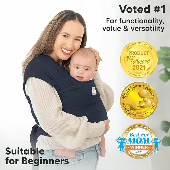 KeaBabies Baby Wrap Carrier - All in 1 Original Baby Carrier Newborn to Toddler Sling, Easy to Wear, Hands Free Bonding, Lightweight, Breathable Infant Wraps (Midnight)-BubblyBeeBaby