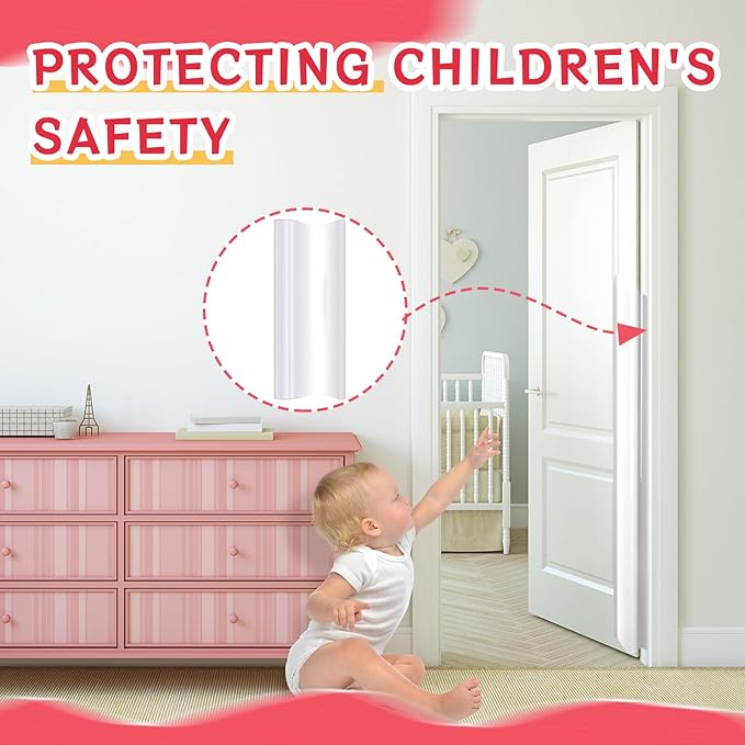12 Pcs Door Pinch Guard Baby Proofing Jam Shield Door Finger Pinch Guard 47.2 x 7 Inch Hinge Cover Protectors for 90 and 180 Degree Gates Kids Pets Safety-BubblyBeeBaby