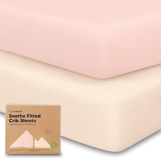 KeaBabies 2-Pack Organic Crib Sheets for Boys, Girls - 52x28 Fitted Crib Mattress Sheet Neutral, Breathable Jersey Cotton Cover for Baby Bed, Toddler Mattress, Soft & Cute Prints (Cameo)-BubblyBeeBaby