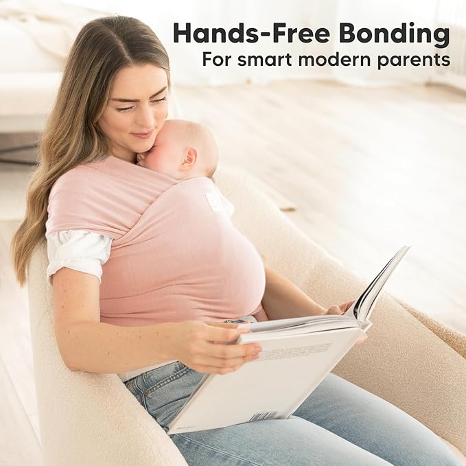 KeaBabies Baby Wrap Carrier - All in 1 Original Baby Carrier Newborn to Toddler Sling, Easy to Wear, Hands Free Bonding, Lightweight, Breathable Infant Wraps (Dusty Pink)-BubblyBeeBaby