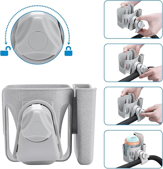 Accmor Stroller Cup Holder with Phone Holder, Bike Cup Holder, Universal Cup Holder for Uppababy Nuna Doona Strollers, 2-in-1 Cup Phone Holder for Stroller, Bike, Wheelchair, Walker, Scooter-BubblyBeeBaby