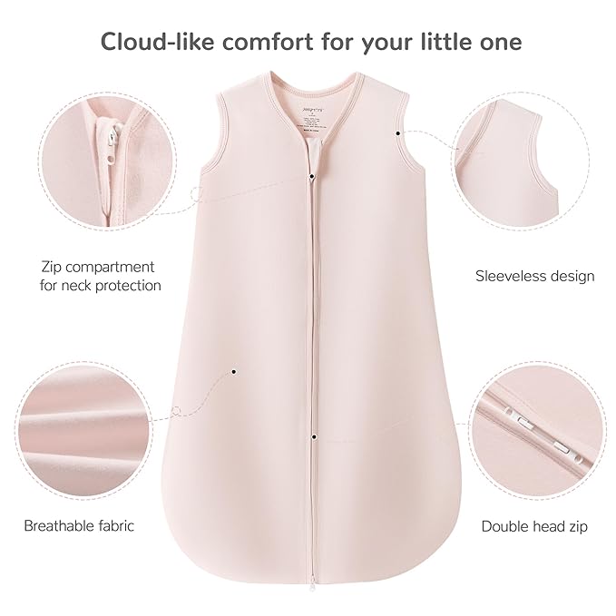 JELLYMONI Baby Sleep Sack 18-24 Months 100% Cotton Wearable Blanket, 0.5 TOG Soft Lightweight Toddler Sleeping Sack 3 Pack 2-Way Zipper Newborn Sleep Sacks-BubblyBeeBaby