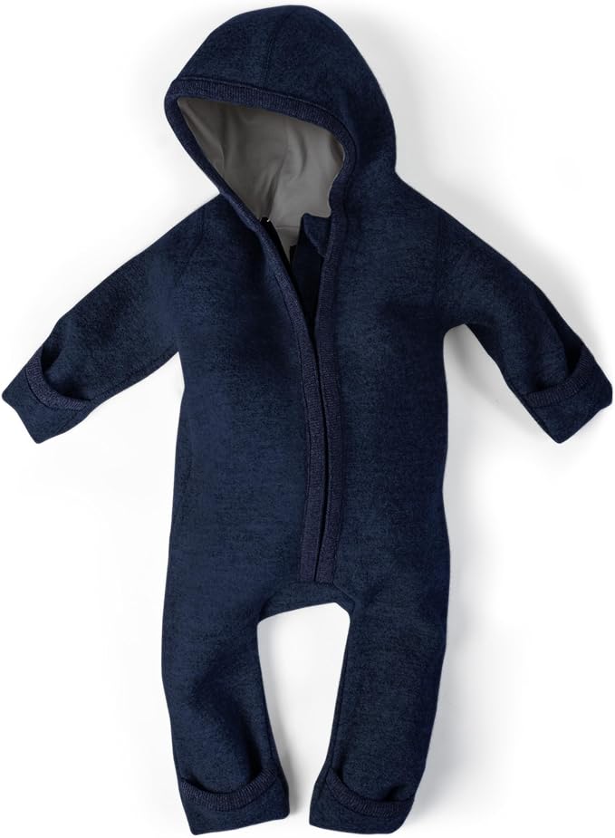 Ehrenkind® WOOLEN JUMPSUIT for Infants and Kids, Warm infant One-Piece made of natural virgin wool with zipper-BubblyBeeBaby