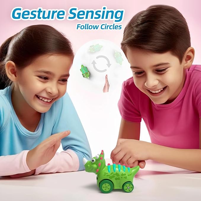 Interactive Dinosaur Toy Car, Electronic Dinosaur Car with Smart Follow Ball and Gesture Control, Rechargeable, Dino Toys for 3 Year Old Boys Girls and Toddlers,Boy Toys Age 3,4,5 and Up-BubblyBeeBaby