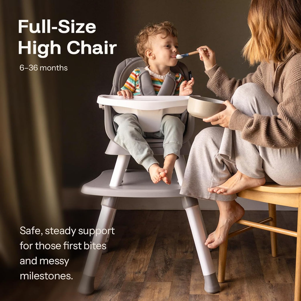 HARPPA 6 in 1 Baby High Chair, Convertible Infant Feeding Chair for Babies & Toddlers Table, Dining Booster Seat with Removable Tray, Grey