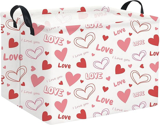 HIYAGON Rectangular Valentines Gift Basket - Pink Love Room Decor-BubblyBeeBaby