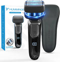 HUMMINGBIRD MK7 Premium Foil Face Shaver, Four Blade Foil Shaver with Long Hair Leveler, Electric Razor for Men, Waterproof Wet & Dry Shave, Cordless USB-C Rechargeable, LED Display, Travel Case