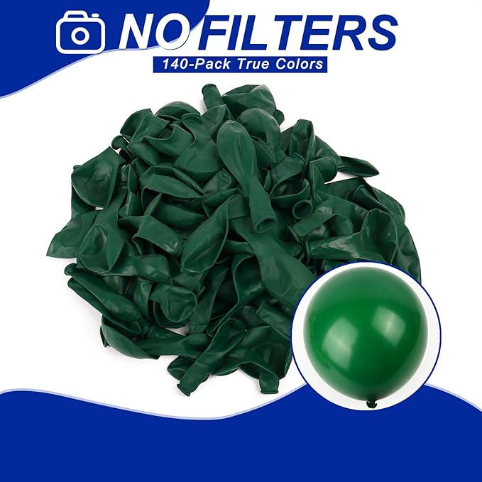 140pcs Night Green Round Balloons Different Sizes 18 12 10 5 Inch Latex Balloons for Arch Decoration Party Balloon Kit for Graduation Birthday Party Wedding Balloon Baby Shower Decoration-BubblyBeeBaby