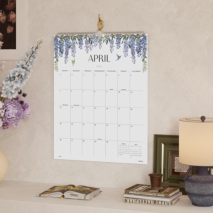 Jotsome Wall Calendar 2025-2026, Academic Monthly Wall Calendar From July 2025 to December 2026 11.2x14.2 inch Wall Decoration for Home and Office, Easy Planning (Florals, 11.2" x 14.2")-BubblyBeeBaby