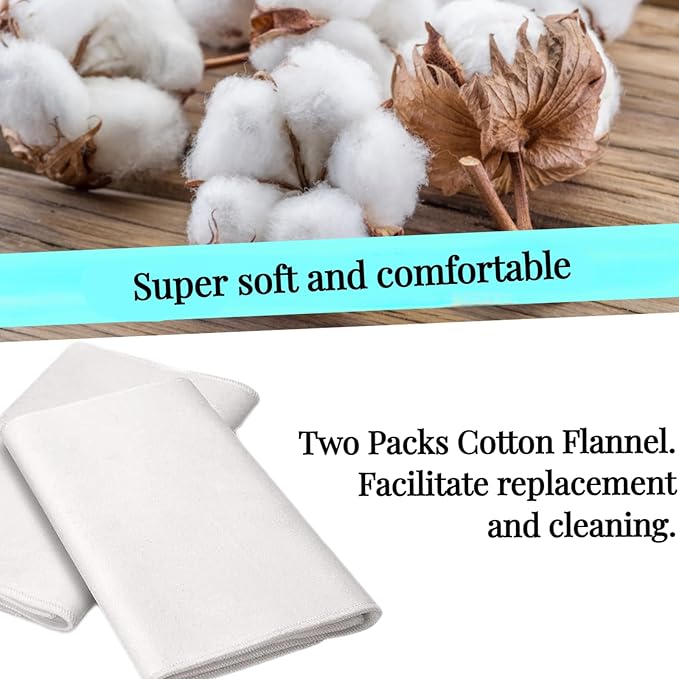 2 Pcs Organic Cotton Flannel for Castor Oil Pack Wrap, Reusable Castor Oil Compress for Liver Detox, Castor Oil Pads for Abdomen, Joints & Other Areas-BubblyBeeBaby