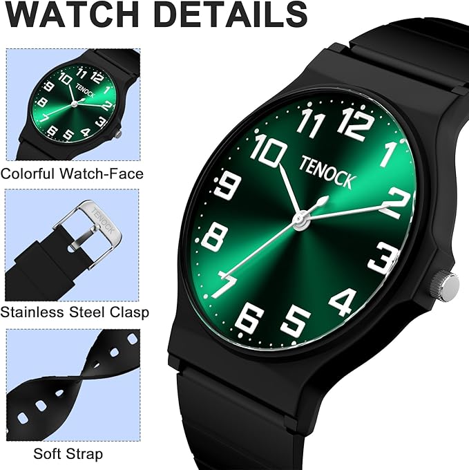 Kids Analog Watch Boys Girls, 30M Waterproof, Sports Watch for Boys, Easy to Read Children's Thin Dial Wrist Watches with Soft Band, for Ages 5-15 Kids Great Birthday Gifts Christmas Day-BubblyBeeBaby