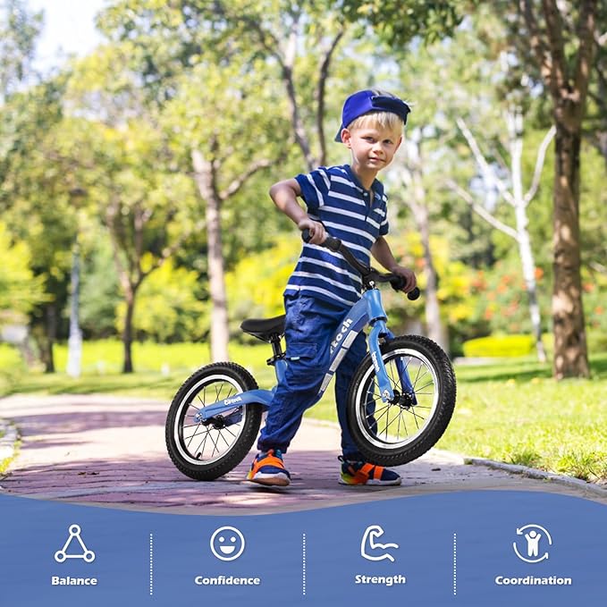 14" Kids Balance Bike for 3,4,5,6 Year Old Boys and Girls, Air Tires with Magnesium Alloy Frame, Lightweight No Pedal Toddler Training Bicycle-BubblyBeeBaby