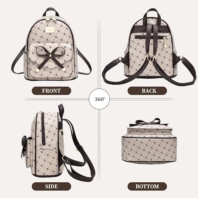 I IHAYNER Girls Bowknot Cute Leather Backpack Mini Backpack Purse for Women-BubblyBeeBaby