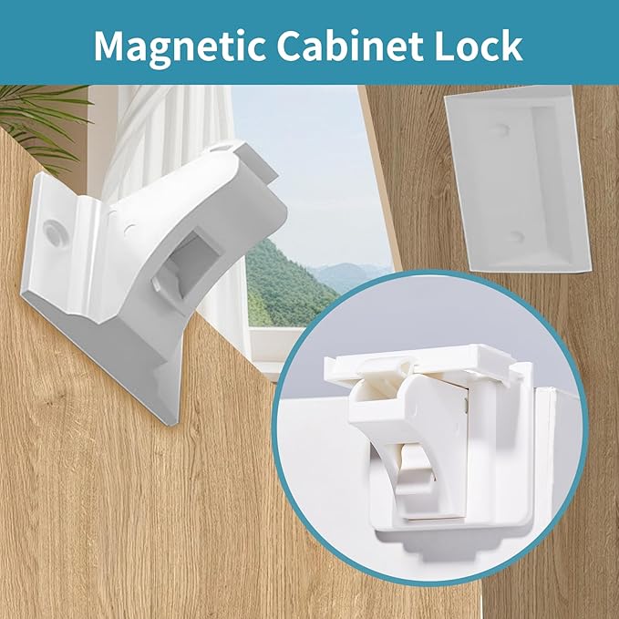 20 Pack Child Safety Magnetic Cabinet Locks - Safeasy Adhesive Baby Proofing Cabinets & Drawers Latches-BubblyBeeBaby
