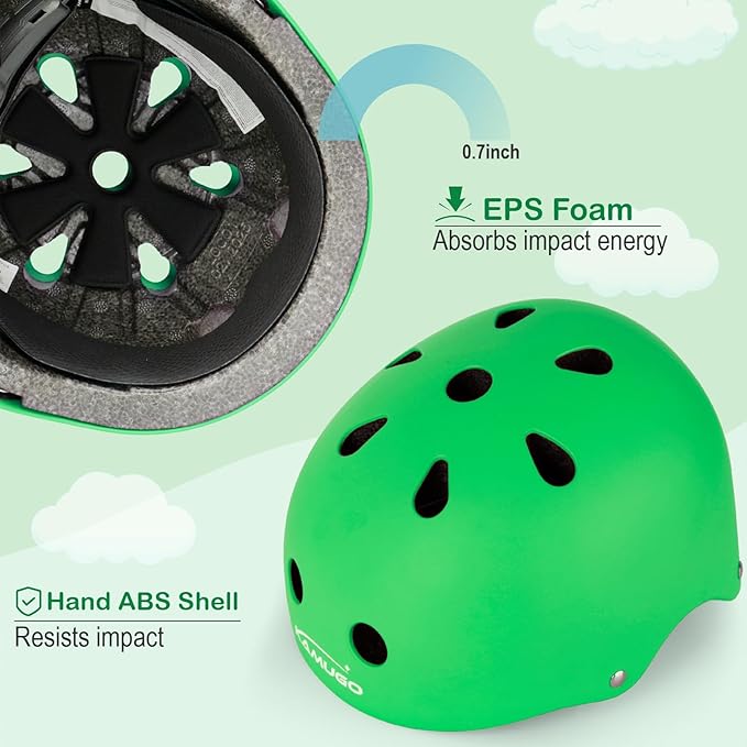 KAMUGO Kids Bike Helmet, Toddler Helmet for Ages 2-8 Boys Girls with Sports Protective Gear Set Knee Elbow Wrist Pads for Skateboard Cycling Scooter Rollerblading-BubblyBeeBaby