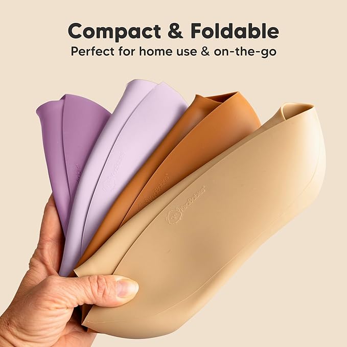 KeaBabies 2-Pack Silicone Baby Bibs for Eating - Sturdy Food-Grade Silicone Bibs for Babies Girl, Boy, Large Food Catcher, Clean & Put On Easily, Waterproof Toddler Feeding Essentials (Amethyst)-BubblyBeeBaby