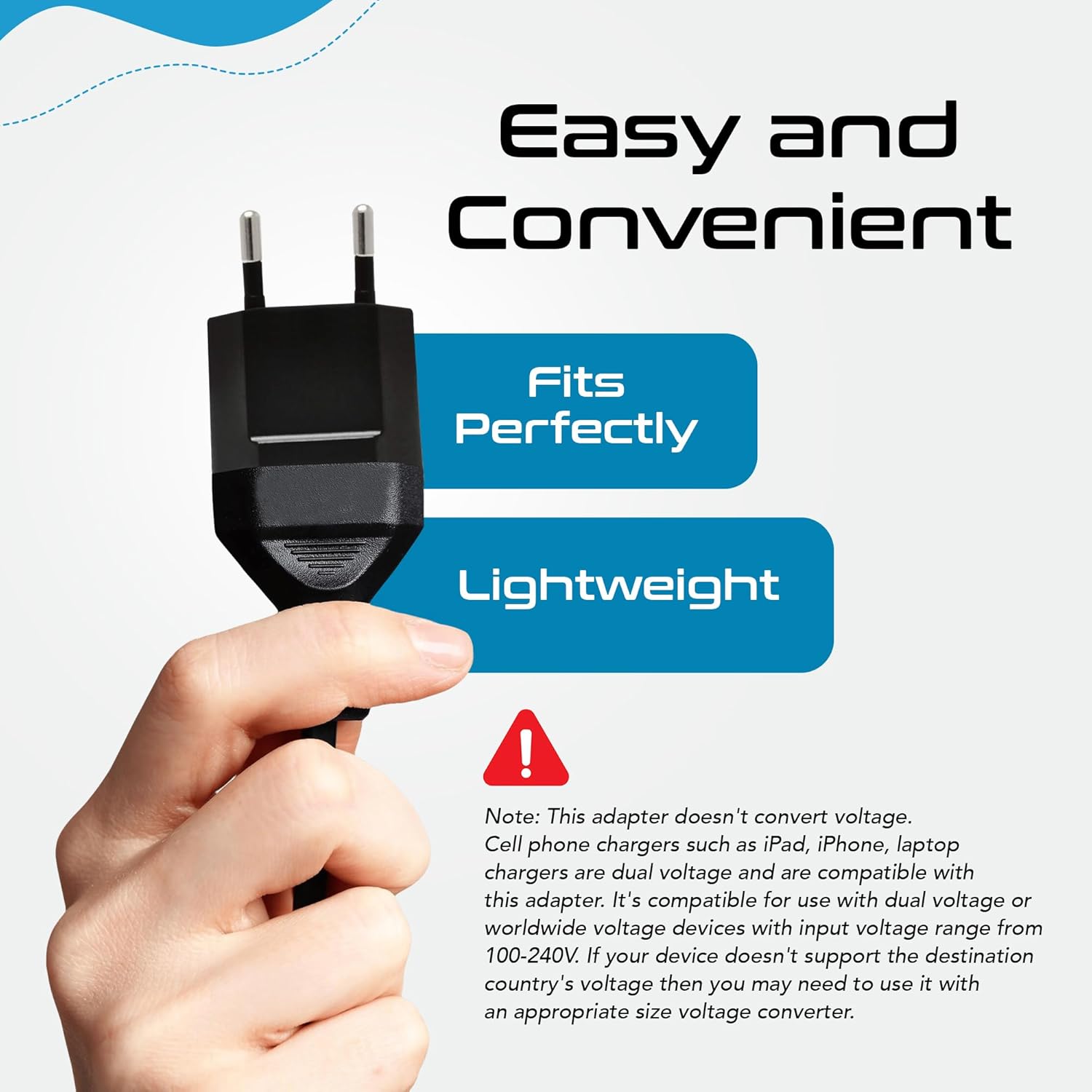 Ceptics USA, Canada to European Plug Adapter - Type C Adapter compatible in Europe, Canada to European travel plug adapter Ideal for Phones, Camera & more - CE Certified - RoHS Compliant - 6 Pack