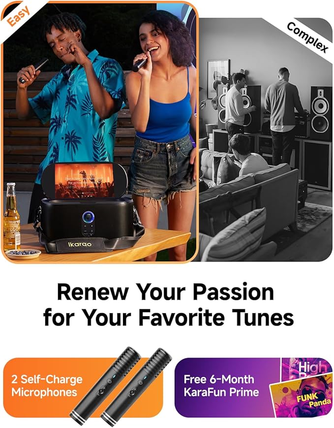 Karaoke Machine for Adults, with Lyrics Display, Karaoke System for YouTube, 280W Speaker, Autotune & EQ, Connect to TV, Portable PA System with 2 Wireless Microphones for Home Outdoor Party-BubblyBeeBaby