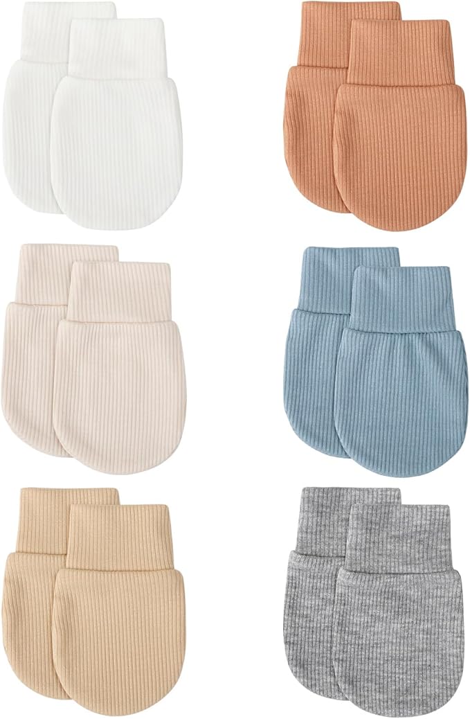 BQUBO 6 Pairs Newborn Baby Boys Girls Mittens 0-6 Months Unisex-Baby Infant Mittens Elastic No Scratch Wrist Gloves-BubblyBeeBaby