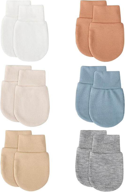 BQUBO 6 Pairs Newborn Baby Boys Girls Mittens 0-6 Months Unisex-Baby Infant Mittens Elastic No Scratch Wrist Gloves-BubblyBeeBaby