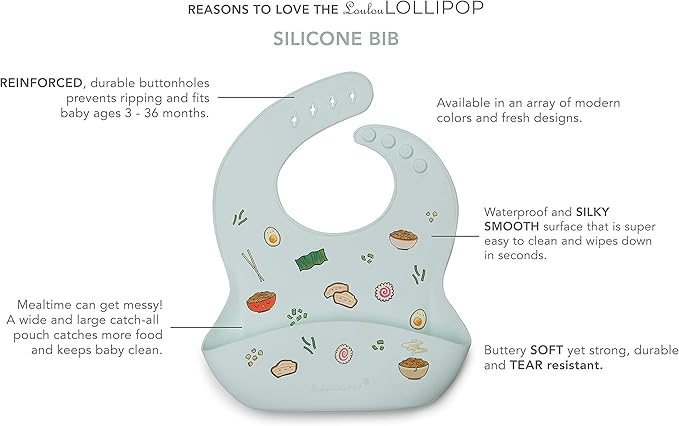 Loulou Lollipop Soft, Waterproof Silicone Feeding Bib-BubblyBeeBaby