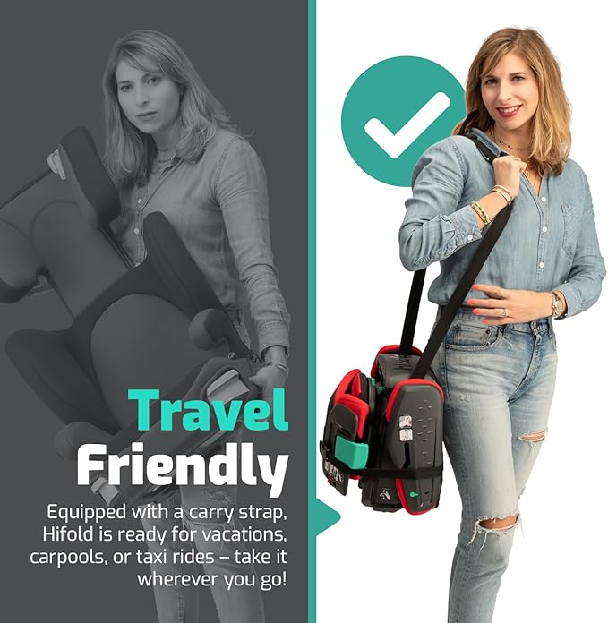 Mifold Hifold Adjustable Kids High Back Booster Car Seat with Strap – Slate Grey-BubblyBeeBaby