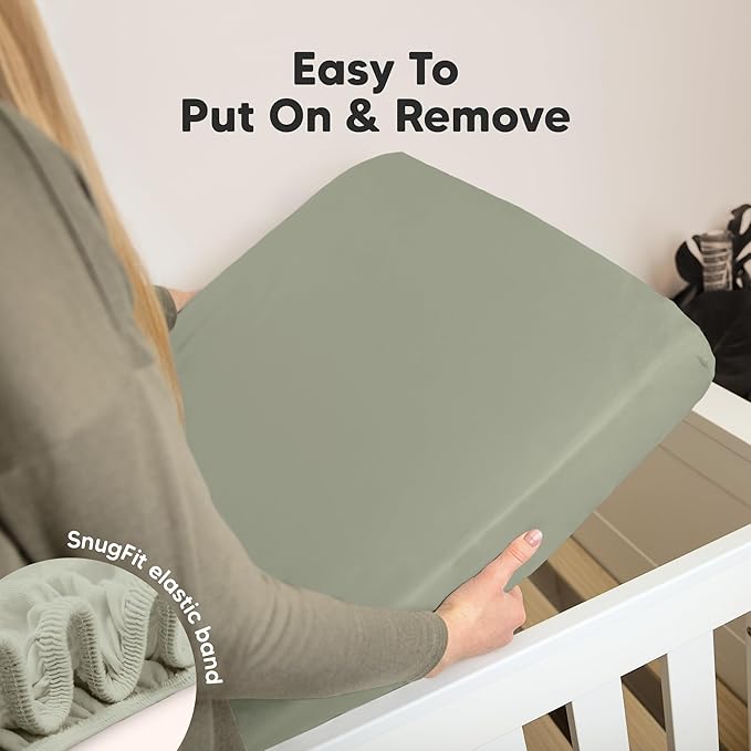 KeaBabies 2-Pack Organic Crib Sheets for Boys, Girls - 52x28 Fitted Crib Mattress Sheet Neutral, Breathable Jersey Cotton Cover for Baby Bed, Toddler Mattress, Soft & Cute Prints (Lichen)-BubblyBeeBaby