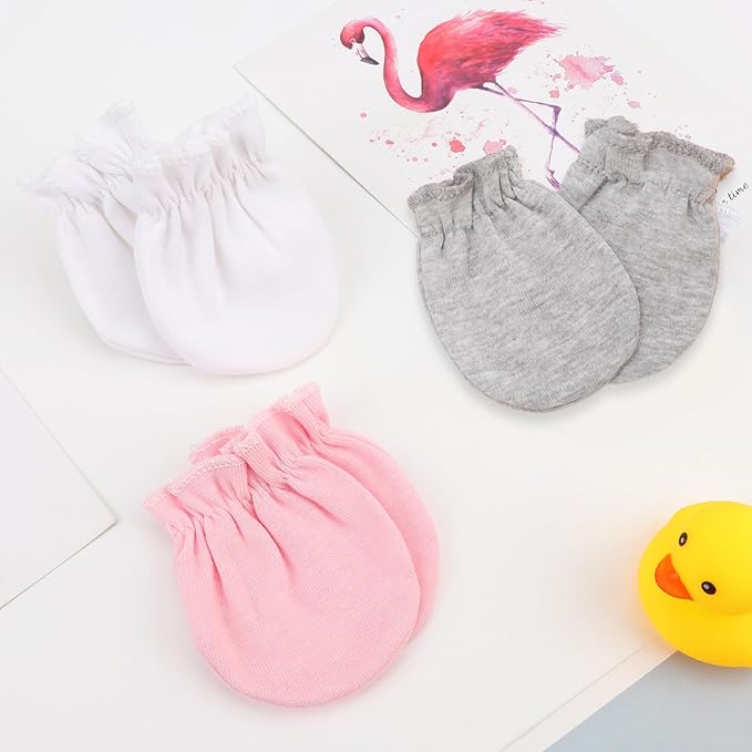 BQUBO Newborn Infant Toddler Mittens No Scratch Cotton Elastic Wrist Gloves Hypoallergenic for 0-6 Months Baby Boys Girls-BubblyBeeBaby