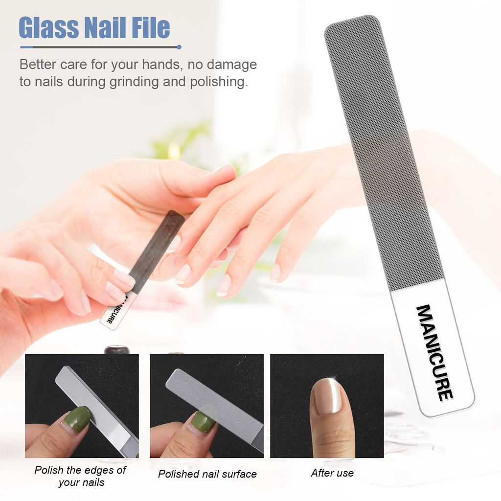 Manicure Set Professional Nail Clippers Pedicure Kit, 16 pcs Stainless Steel Nail Care Tools Grooming Kit with Luxurious Travel Leather Case for Thick Nails Men Women Gift (Blue)