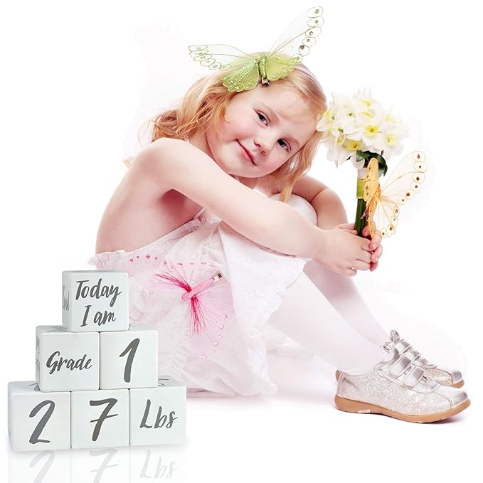 I'm Solid Wood Weekly Monthly Yearly Baby Milestone Age Blocks, Gender Neutral, Newborn Gifts & Keepsakes for Picture Props (6 Pcs/White)-BubblyBeeBaby