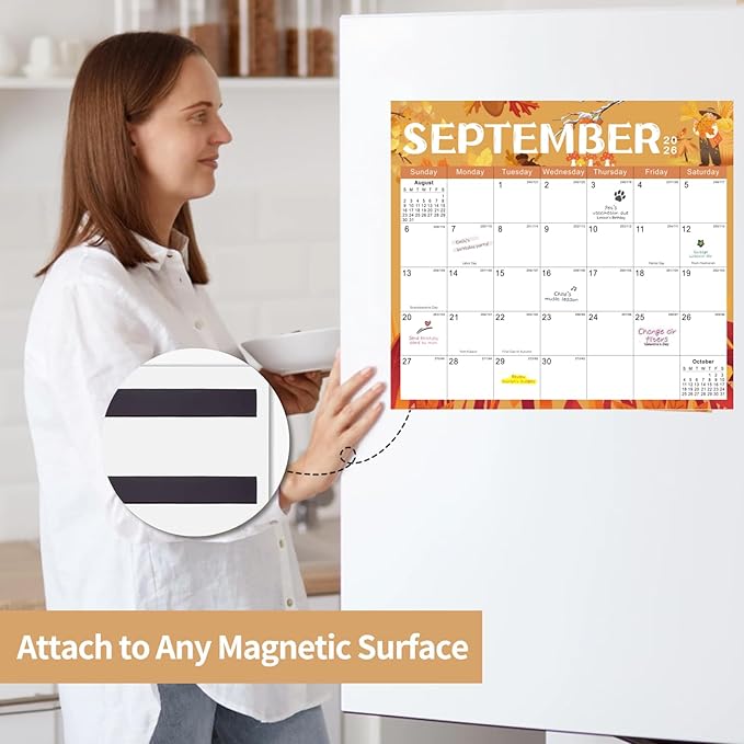 2026 Magnetic Fridge Calendar 18 Monthly Magnetic Calendar for Refrigerator 2026 Wall Calendar Planner Runs from January 2026 Until June 2027 Easy Organizing Markers Tearable (Festive)-BubblyBeeBaby