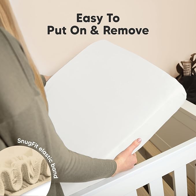 KeaBabies 2-Pack Organic Crib Sheets for Boys, Girls - 52x28 Fitted Crib Mattress Sheet Neutral, Breathable Jersey Cotton Cover for Baby Bed, Toddler Mattress, Soft & Cute Prints (Khaki)-BubblyBeeBaby