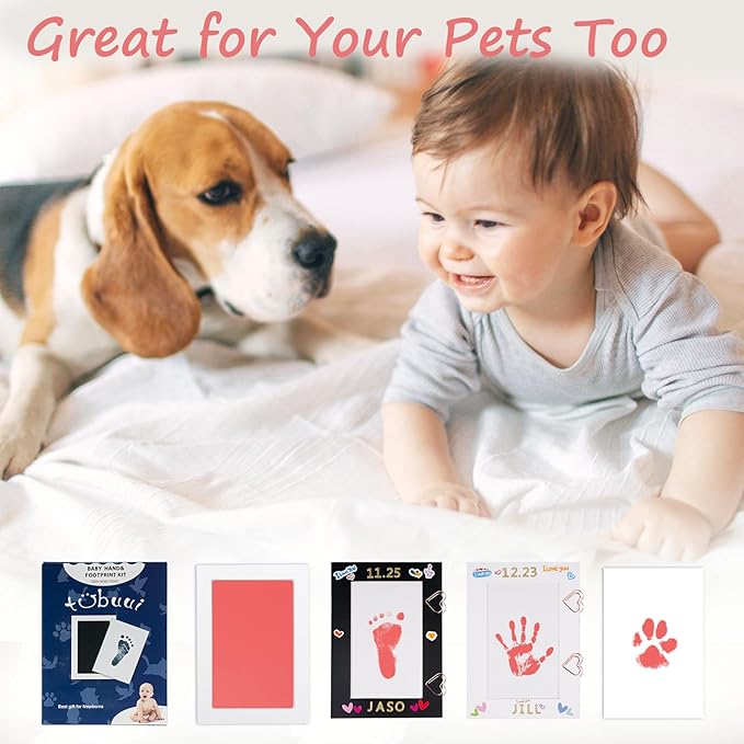 Inkless Baby Hand and Footprint Kit,Clean Touch Ink Pad for Baby Footprint Kit,No Mess Dog Paw Print Kit,DIY Footprint Ink for Baby Keepsake Gifts for Boys and Girls-BubblyBeeBaby
