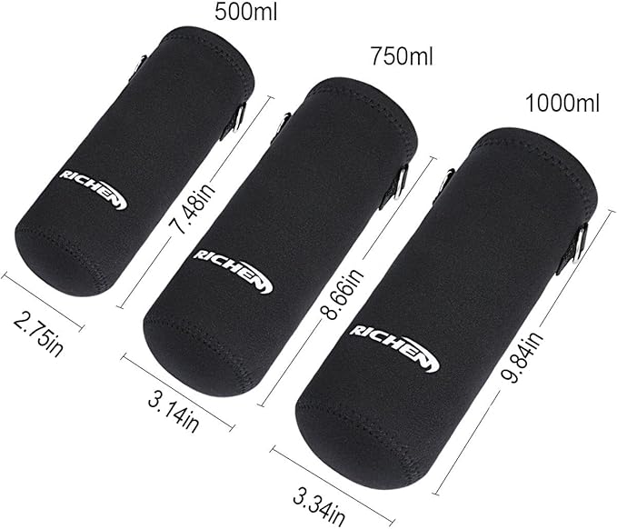 RICHEN Neoprene Water Bottle Carrier Bag with Adjustable Shoulder Strap,Insulated Water Bottle Cover for Stainless Steel/Glass/Plastic Bottles-BubblyBeeBaby