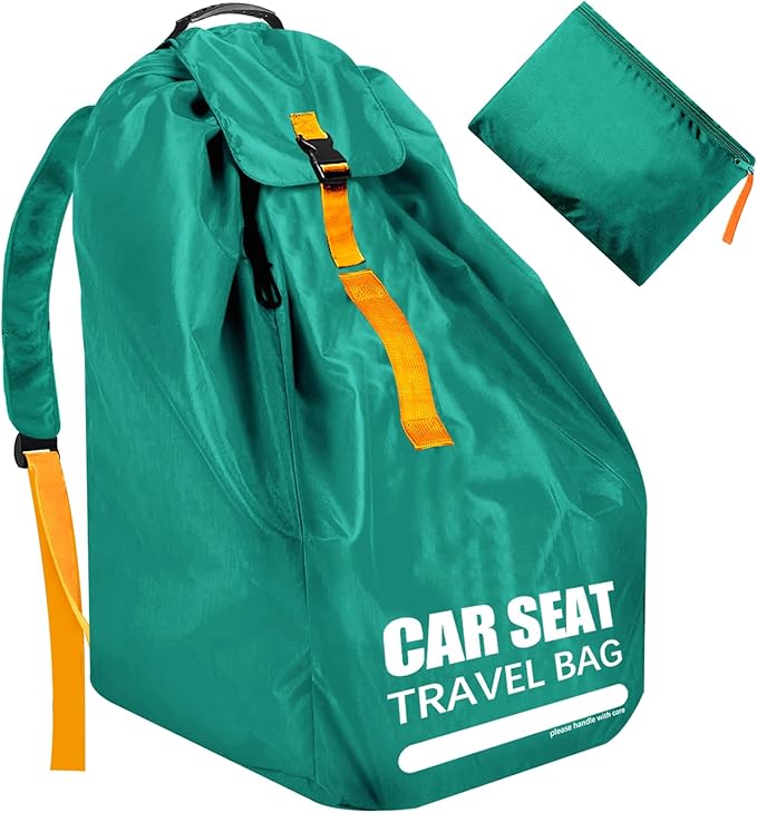 Car Seat Travel Bag for Airplane, Large Car Seat Bags for Air Travel with Comfort Padded Straps, Gate Check Storage Bag/Backpack for Carseat Airport, Carseat Cover Travel - Baby Travel Essential-BubblyBeeBaby
