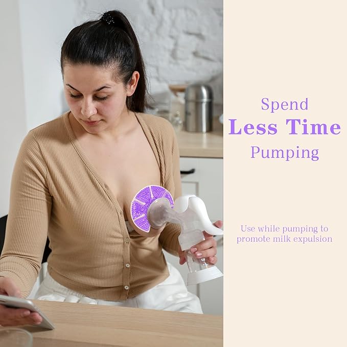 Hot/Cold Breast Gel Bead Ice Packs Breast Cooling/Heat Pads Relief for Breastfeeding, Nursing Pain, Mastitis, Engorgement, Swelling, Plugged Ducts | Boost Milk Let-Down & Production,2 Pack (Purple)-BubblyBeeBaby