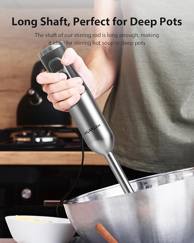 1000W Powerful Immersion Blender Handheld, 2025 New Update Hand Blender with 25-Speed and Heavy-Duty Copper Motor, 4 in 1 Hand Mixer with Chopper, Whisk, Beaker and Wand-BubblyBeeBaby