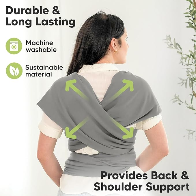 KeaBabies Baby Wrap Carrier - All in 1 Original Baby Carrier Newborn to Toddler Sling, Easy to Wear, Hands Free Bonding, Lightweight, Breathable Infant Wraps (Graphite)-BubblyBeeBaby