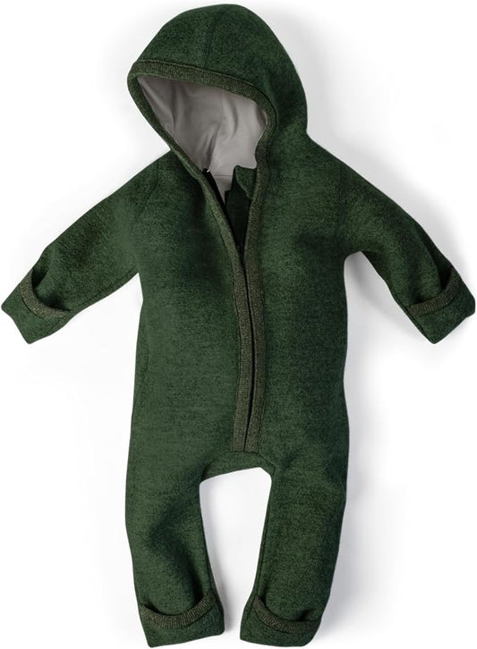 Ehrenkind® WOOLEN JUMPSUIT for Infants and Kids, Warm infant One-Piece made of natural virgin wool with zipper-BubblyBeeBaby