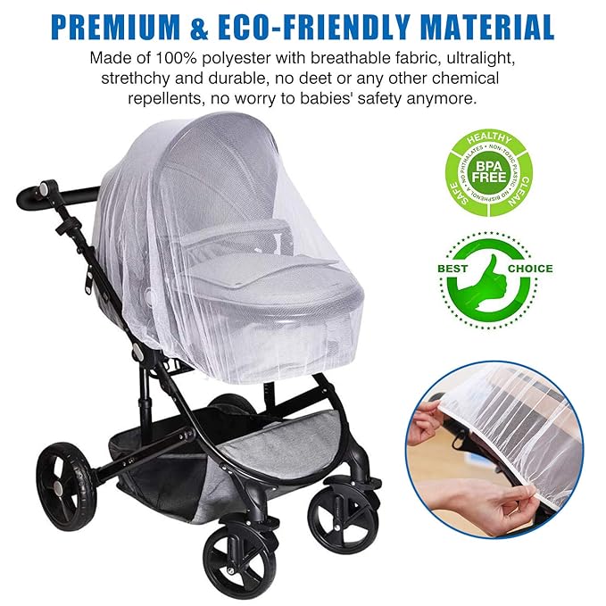 Stroller Rain Cover and Baby Stroller Mosquito Net(2-Piece Set),Universal Stroller Accessory,Waterproof, Windproof Protection,Protect from Dust Snow,Baby Travel Weather Shield-BubblyBeeBaby
