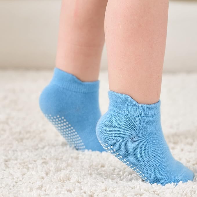 Zaples Baby Non Slip Grip Ankle Socks with Non Skid Soles for Infants Toddlers Kids Boys Girls-BubblyBeeBaby