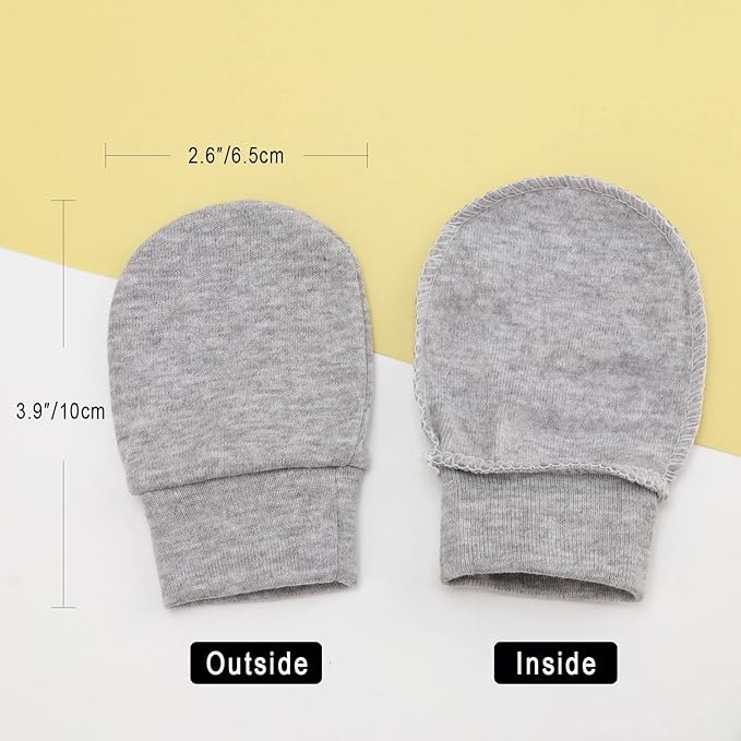 BQUBO Newborn Infant Toddler Mittens No Scratch Cotton Elastic Wrist Gloves Hypoallergenic for 0-6 Months Baby Boys Girls-BubblyBeeBaby