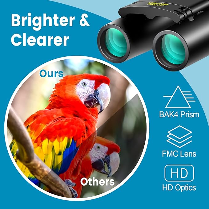 12X25 Mini Pocket Binoculars Compact, Small Lightweight Foldable for Adults Kids Bird Watching, Travel, Opera Concert, Hiking, Cruise, Football Game Green-BubblyBeeBaby