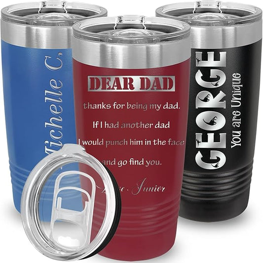 iProductsUS Personalized Tumbler with Slider Lid, Stainless Steel 20 oz Coffee Mug Engrave Names, Vacuum Insulated Custom Cup, Gift Idea for Dad, Husband, Him (Maroon)-BubblyBeeBaby