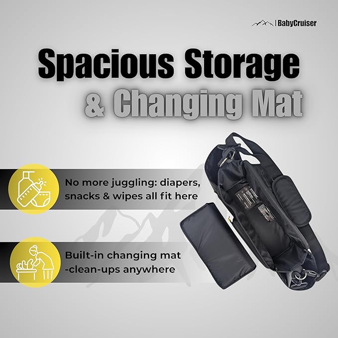 Stroller Caddy Double Stroller Organizer with Cup Holder Phone Pocket Changing Mat Straps Mounted 2 x Stroller Water Bottle Holder-BubblyBeeBaby