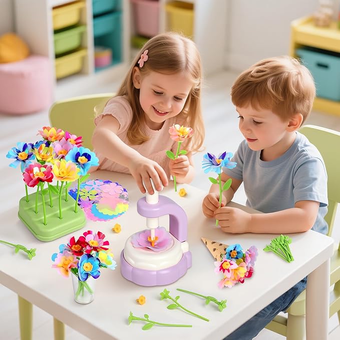 Hetbls Fabric Flower Bouquets Toys, Arts and Crafts Kits for Kids Age 3-12, Educational Gifts for 3 4 5 6 7 8 9 10 11 12 Year Old Toddler Girls, Great for B-Day Birthdays Activities Holidays Parties-BubblyBeeBaby